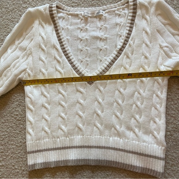 Altar’d State Tennis V-Neck White Cropped Sweater - Picture 7 of 8